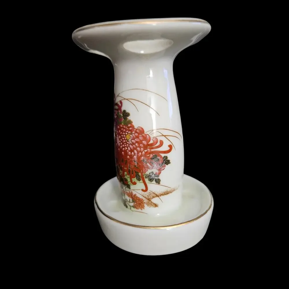 Vintage Shibata Japan 3 Pc Porcelain Bathroom Vanity Set Floral Bird